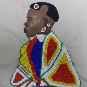 South African Woman Beadwork Embroidery Framed Portrait (Multiple Options)